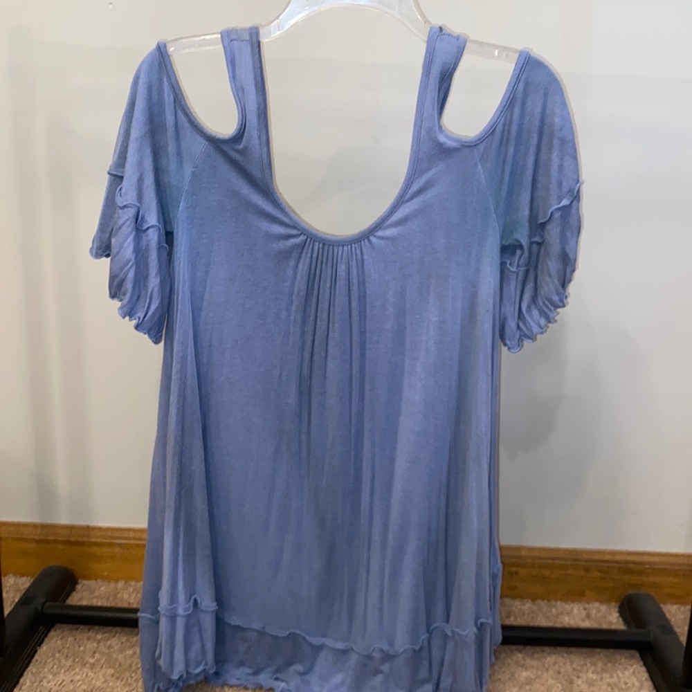 baby blue cold shoulder top